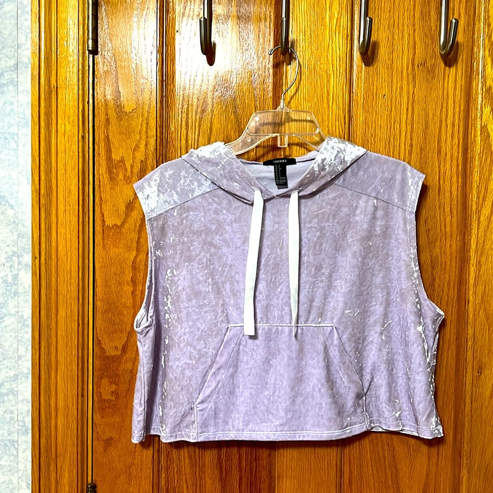 Lavender velvet cropped hoodie